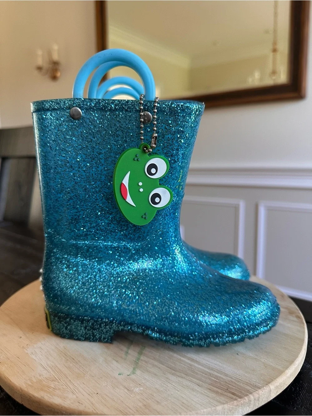 Western Chief Turquoise Blue Glitter waterproof Rain Boots